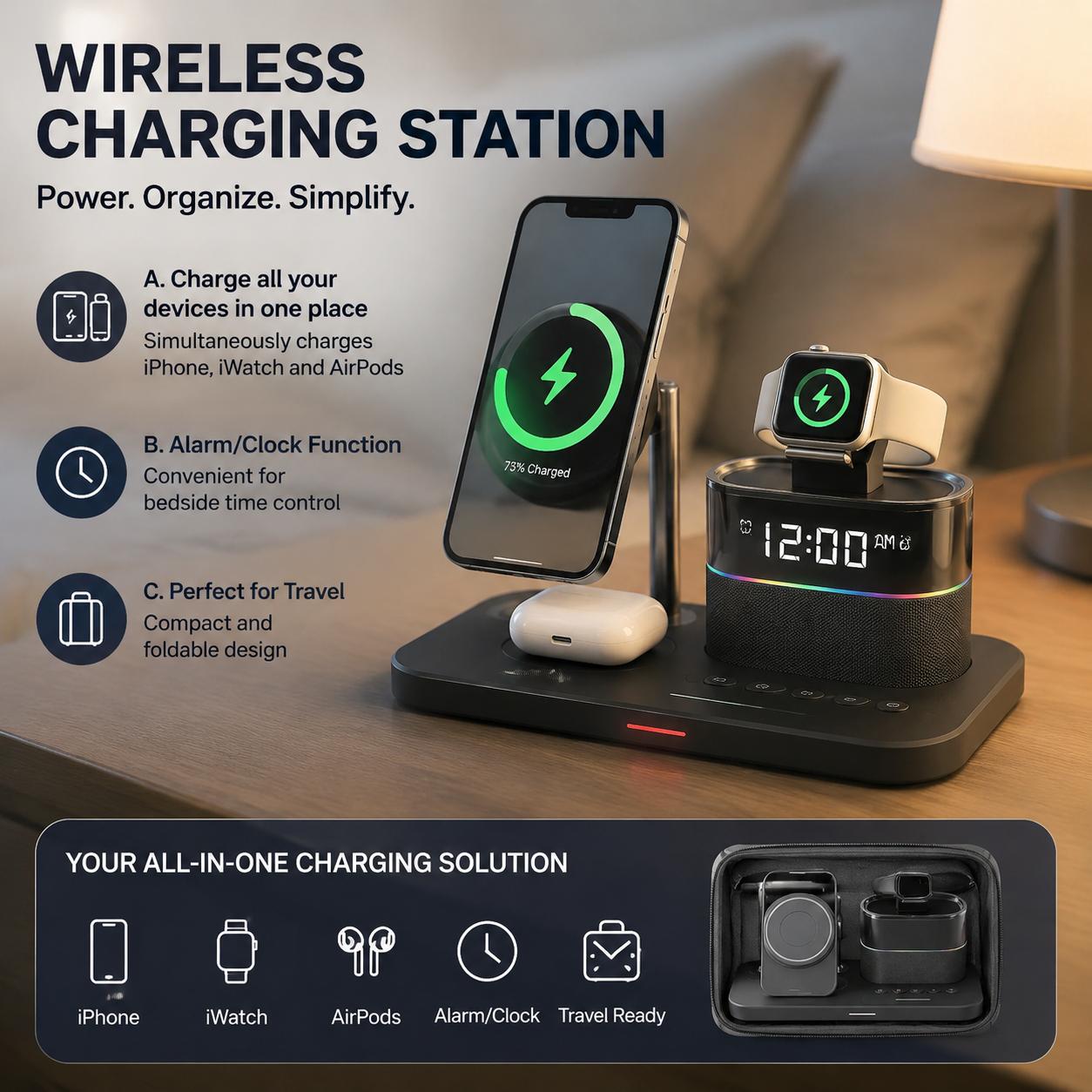 Smartwatch Phone Watches - Magnetic Wireless Charging Station for Phone
