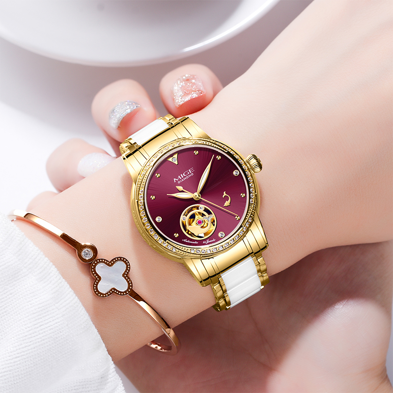 MIGE Ladies Skeleton Auto Watc - Skeleton Mechanical Watch 评论和价格