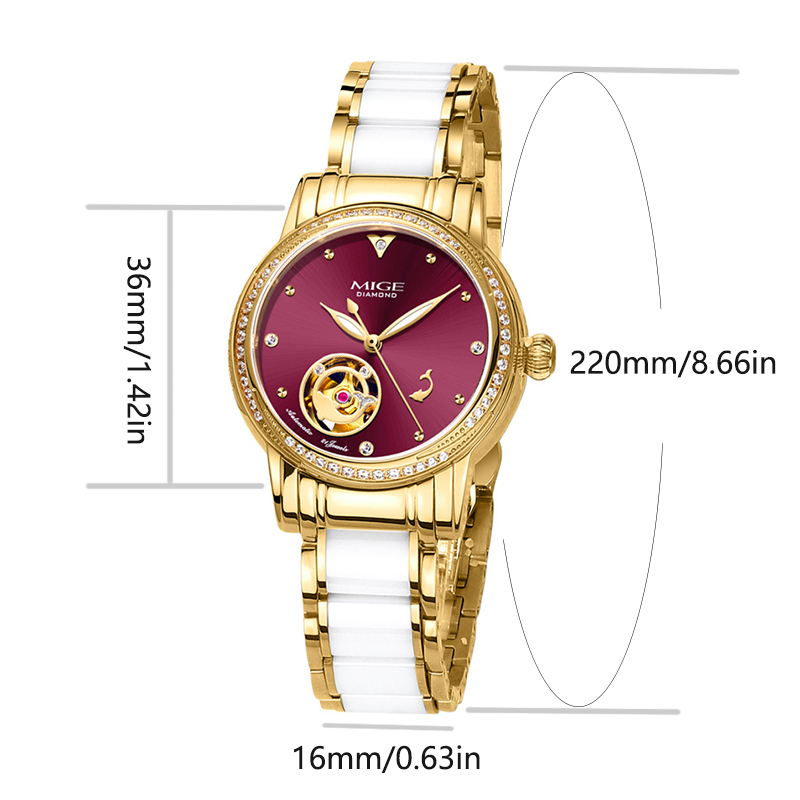 MIGE Ladies Skeleton Auto Watc - Skeleton Mechanical Watch 评论和价格