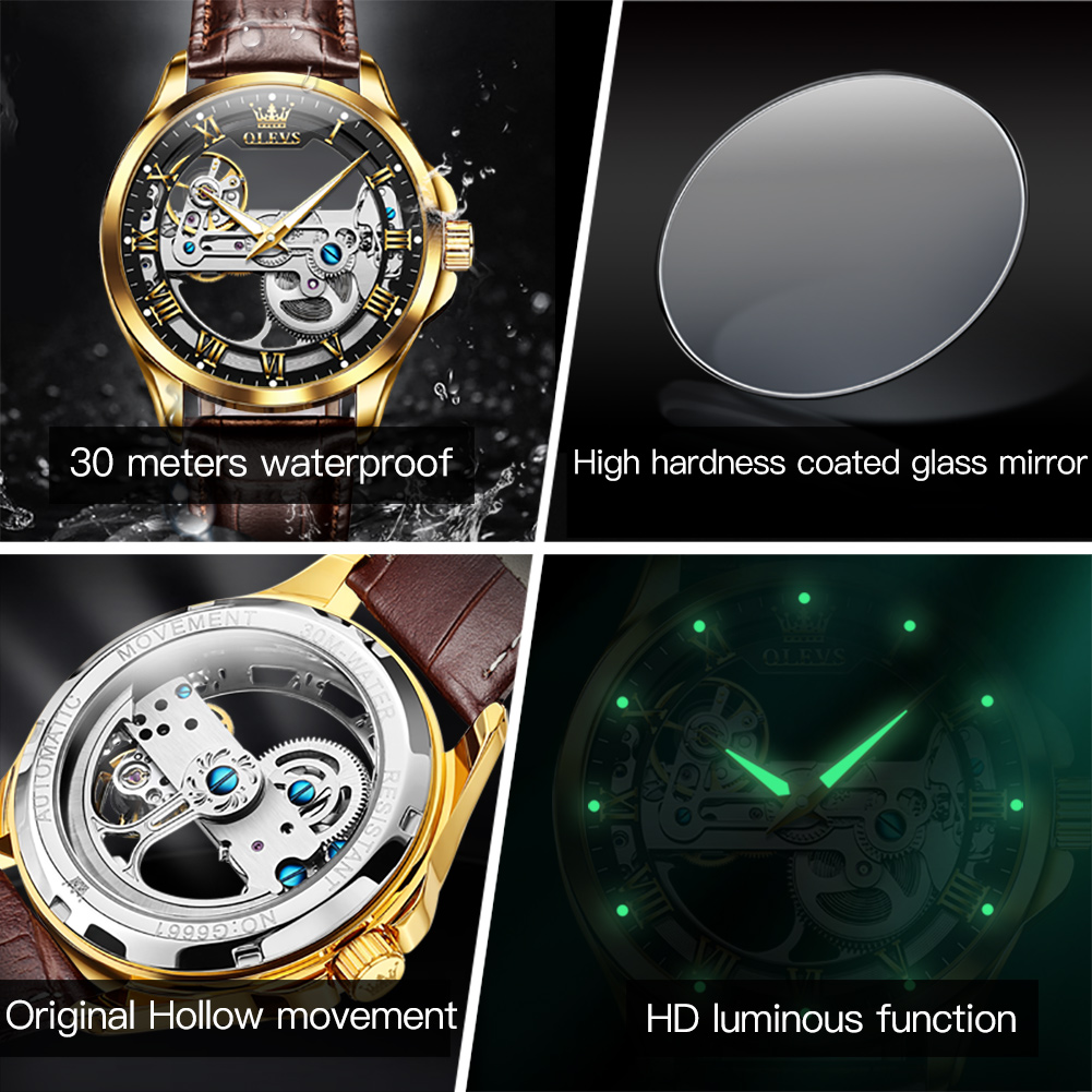 OLEVS Couple Watches Original  - Skeleton Mechanical Watch 评论和价格