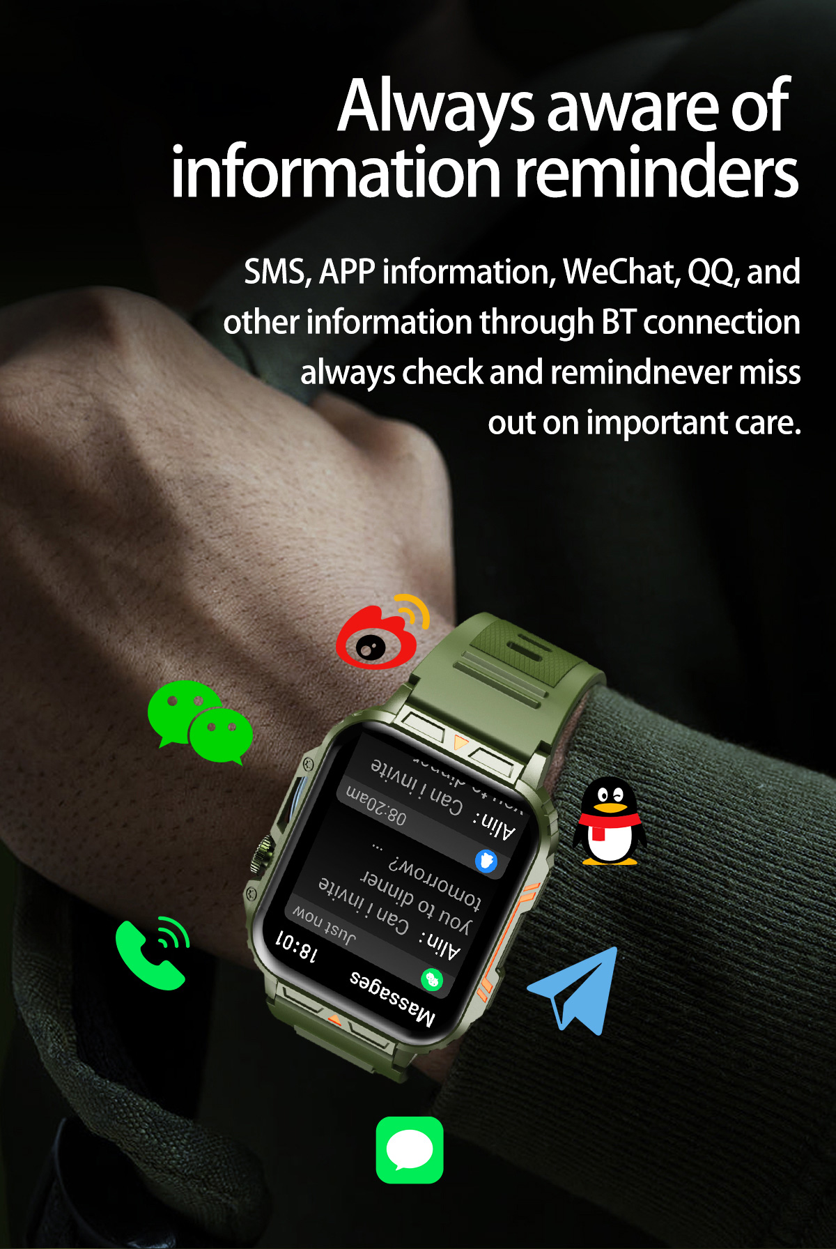 1.91 Outdoor Military Smart Wa - Smartwatch Square Watches For Men 评论和价格
