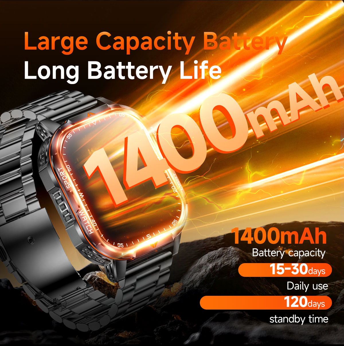 2026 New 1400mAh Super Large B - Smartwatch Square Watches For Men 评论和价格