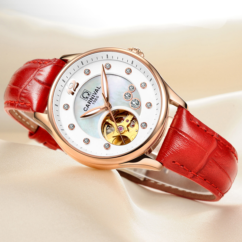 Switzerland CARNIVAL Luxury Wo - Skeleton Mechanical Watch 评论和价格