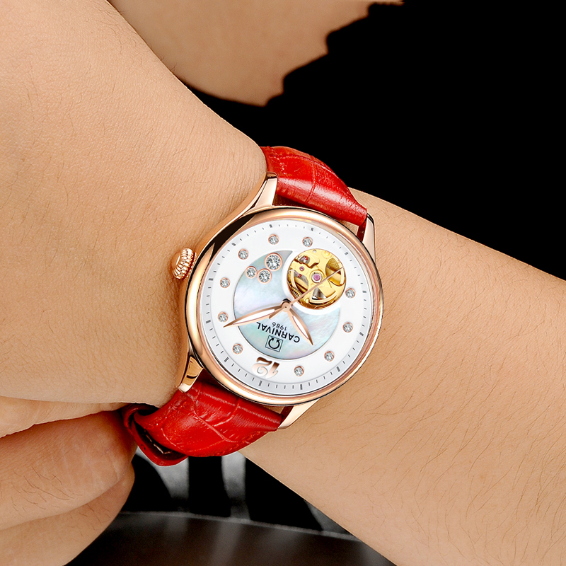 Switzerland CARNIVAL Luxury Wo - Skeleton Mechanical Watch 评论和价格