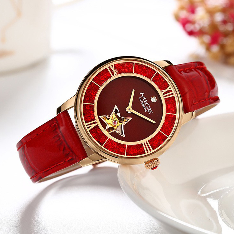 MIGE Ladies Star Skeleton Auto - Skeleton Mechanical Watch 评论和价格