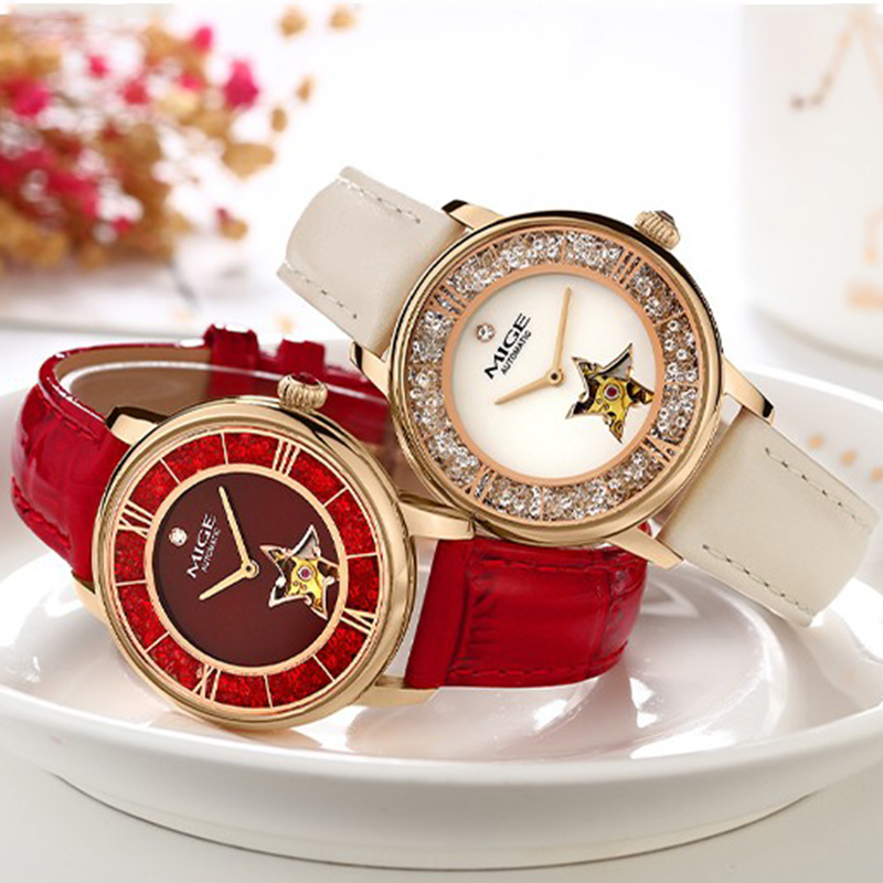 MIGE Ladies Star Skeleton Auto - Skeleton Mechanical Watch 评论和价格