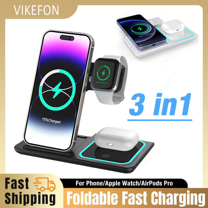 3 In 1 Wireless Charger Foldab - Smartwatch Phone Watches 评论和价格