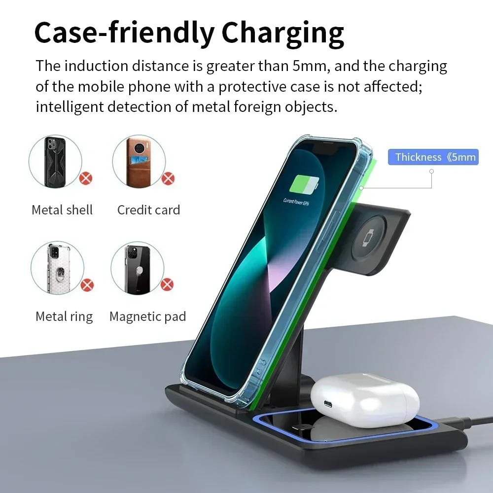 3 In 1 Wireless Charger Foldab - Smartwatch Phone Watches 评论和价格