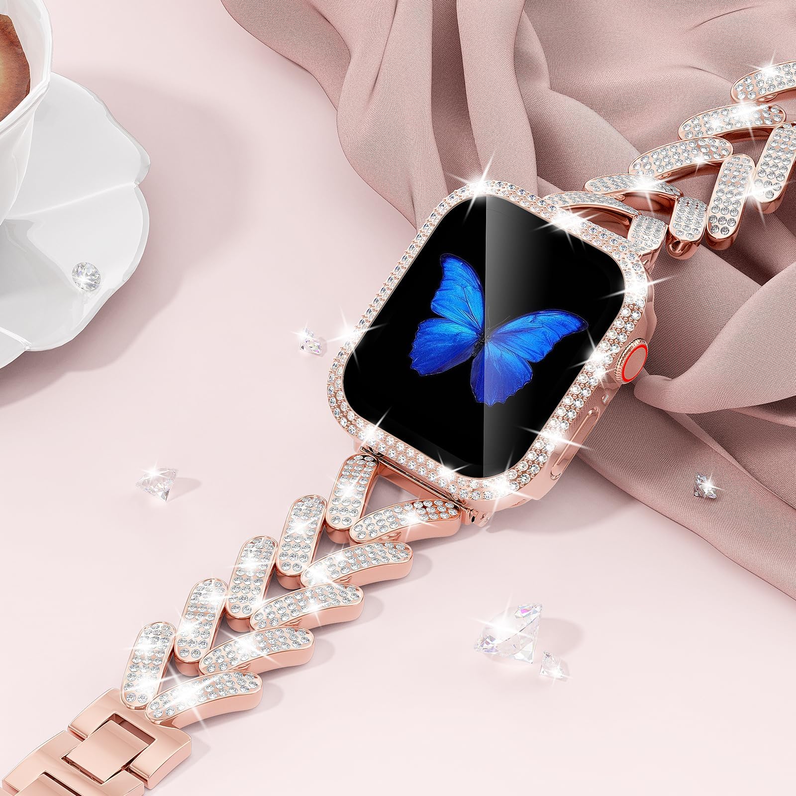 Bling Band for Apple Watch Str - Smartwatch Slim Watches For Men 评论和价格