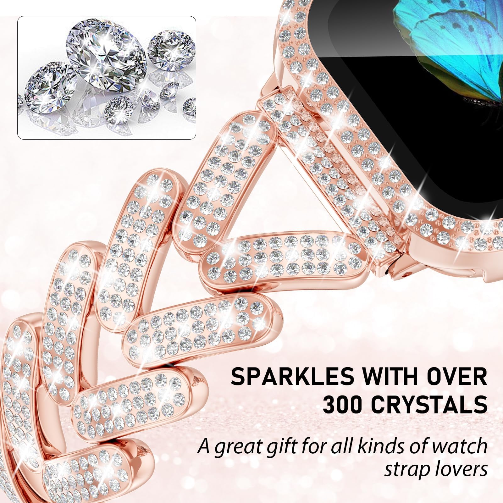 Bling Band for Apple Watch Str - Smartwatch Slim Watches For Men 评论和价格