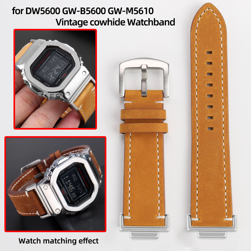 Vintage cowhide Watchband For  - Casio Watch G-Shock Dw-5600 评论和价格