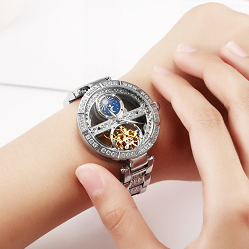 Ladies Watch Automatic Woman L - Skeleton Mechanical Watch 评论和价格