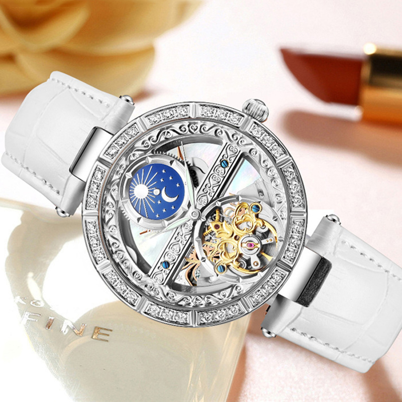 Ladies Watch Automatic Woman L - Skeleton Mechanical Watch 评论和价格
