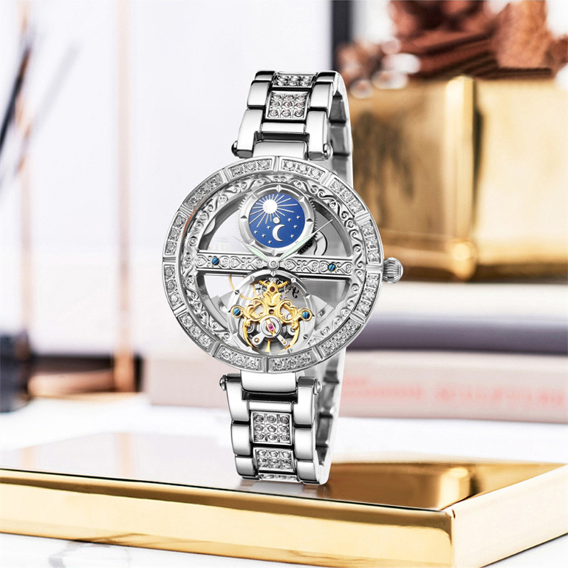 Ladies Watch Automatic Woman L - Skeleton Mechanical Watch 评论和价格