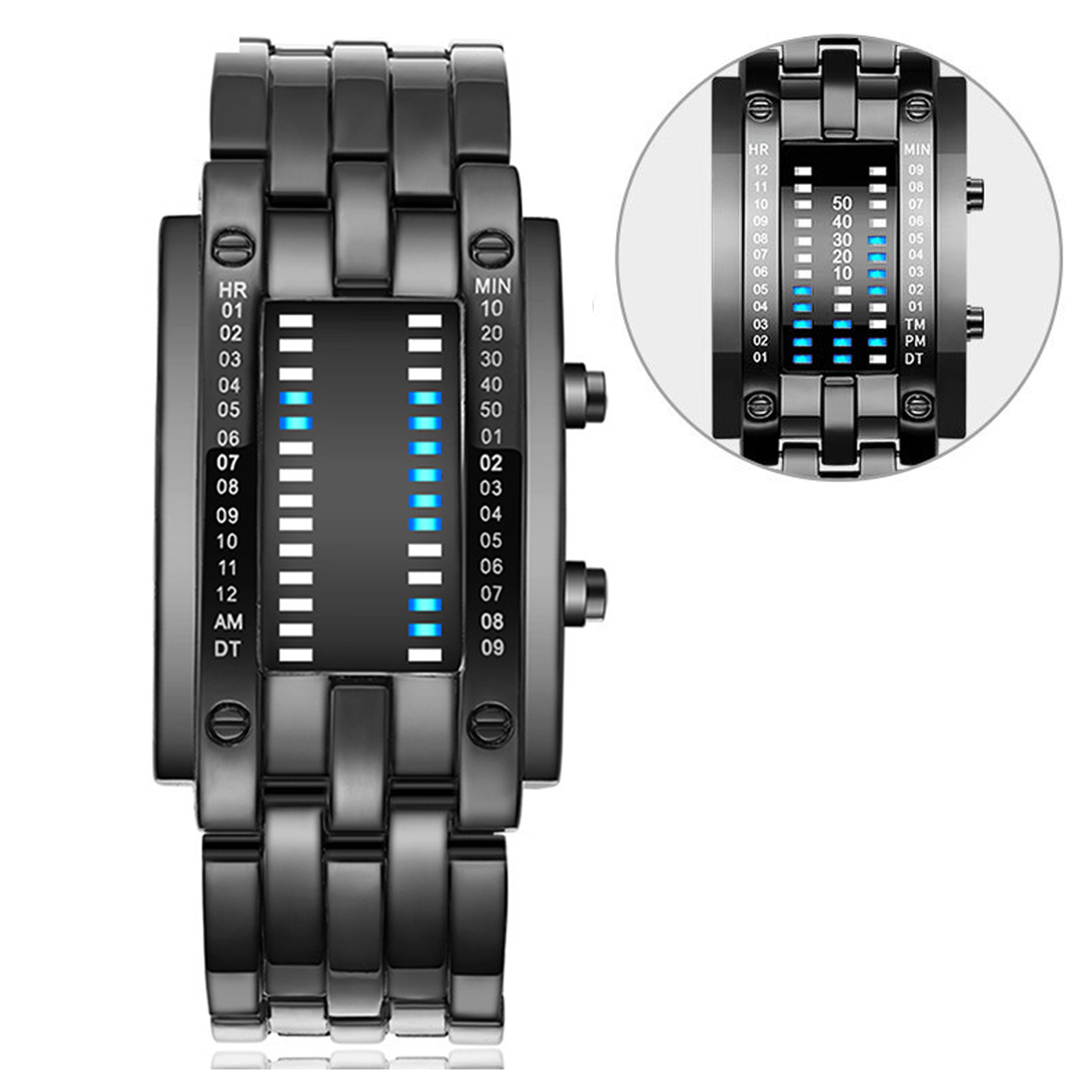 Premium Binary Matrix Blue LED - Smartwatch Premium Watches For Men 评论和价格