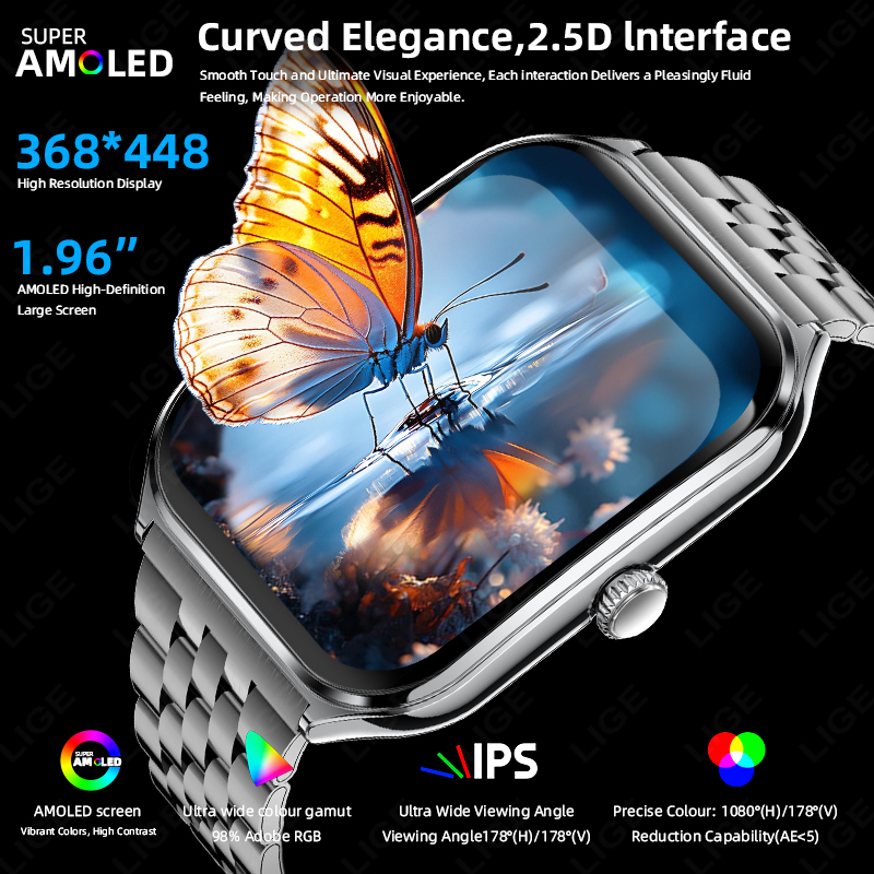 LIGE Fashion Ultra-Slim Amoled - Smartwatch Slim Watches For Men 评论和价格