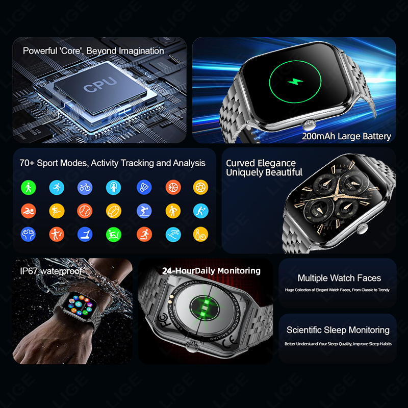 LIGE Fashion Ultra-Slim Amoled - Smartwatch Slim Watches For Men 评论和价格