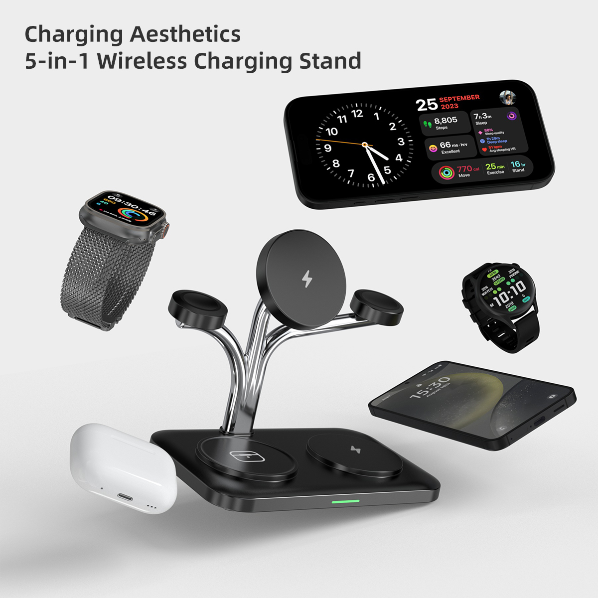 5 IN 1 Magnetic Wireless Charg - Smartwatch Phone Watches 评论和价格