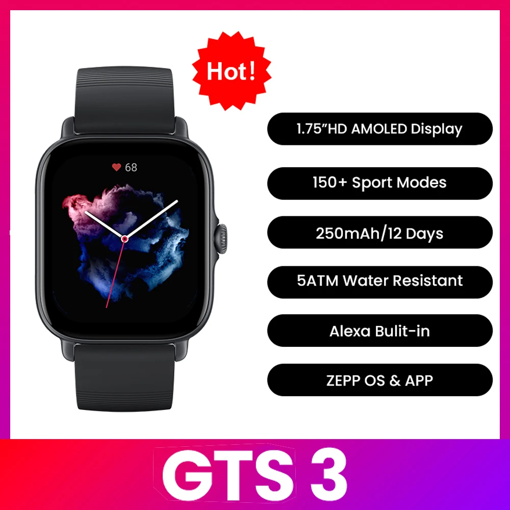Amazfit GTS 3 Smartwatch  5ATM - Smartwatch Refurbished Watches 评论和价格