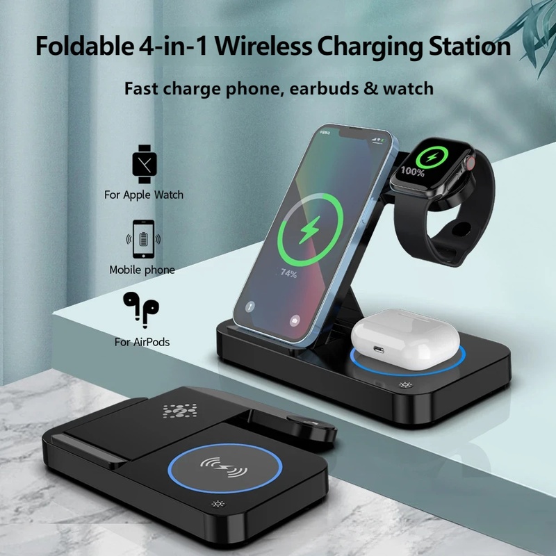 4 in 1 Folding Wireless Charge - Smartwatch Phone Watches 评论和价格
